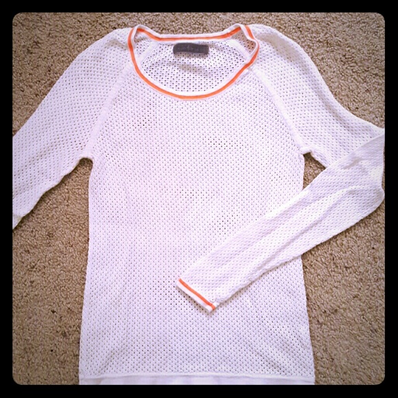 Velvet white mesh sweater