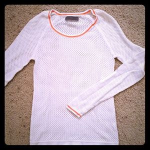 Velvet white mesh sweater
