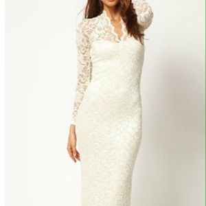 White lace long-sleeved dress from rose gal.