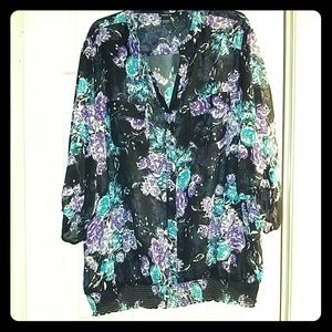 NWOT Torrid Floral Chiffon Blouse