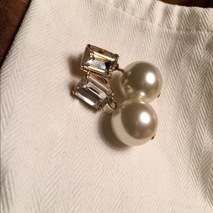 J. Crew crystal and faux pearl drop earrings