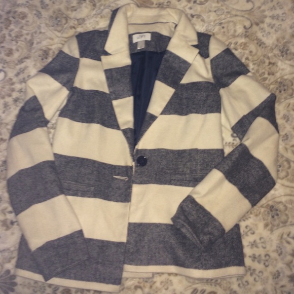 LOFT wool blazer- ivory and navy