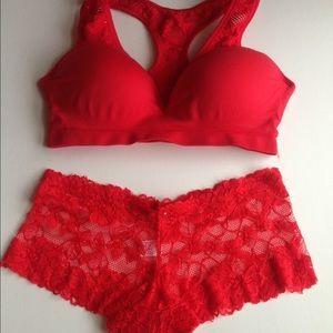 Red Victoria's Secret PINK Bralette & Cheeky Panty