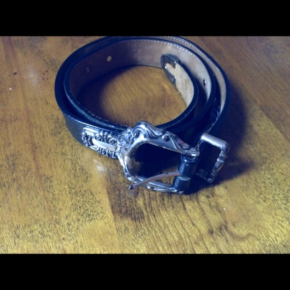 $10 Brighton Silver bradded leather belt Sz L