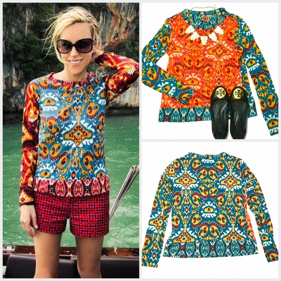 Tory Burch Tops - 🚫 SOLD TORY BURCH Printed Silk Long sleeve Shirt