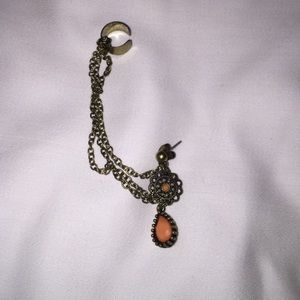 NWOT Gold and Coral Earring and Ear Cuff