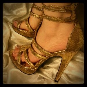 Gold strapped high heels