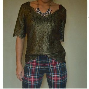 Gold Lace Sheath Blouse