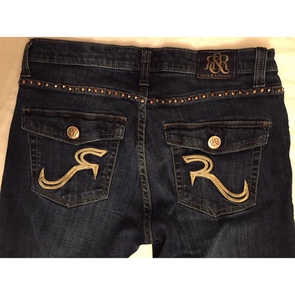 Gold pyramid stud Rock& Republic jeans