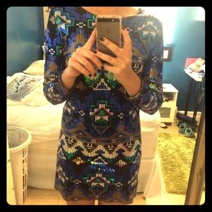 Sequined 3/4 Sleeve Party Dress