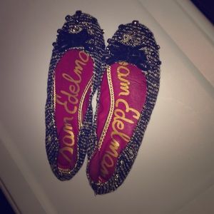 Sam Edelman Tweed Bow Rhimestone Flats