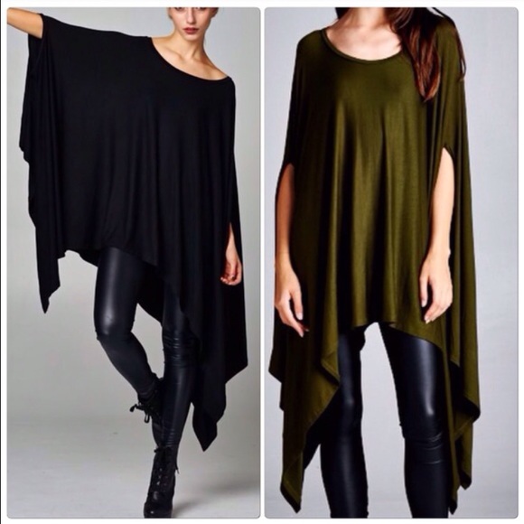 Vivacouture Jackets & Blazers - Last item • Black oversized Poncho Tunic Cape Wrap