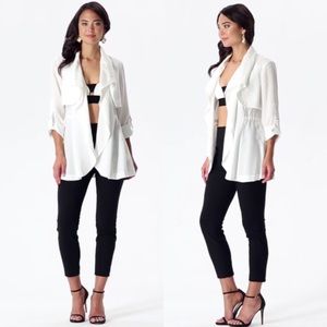 Bebe Chelsea Front Drape Jacket size L White