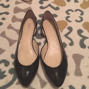 Black paten leather flat