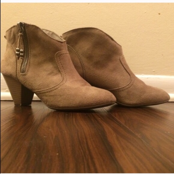 Nude Suede Booties