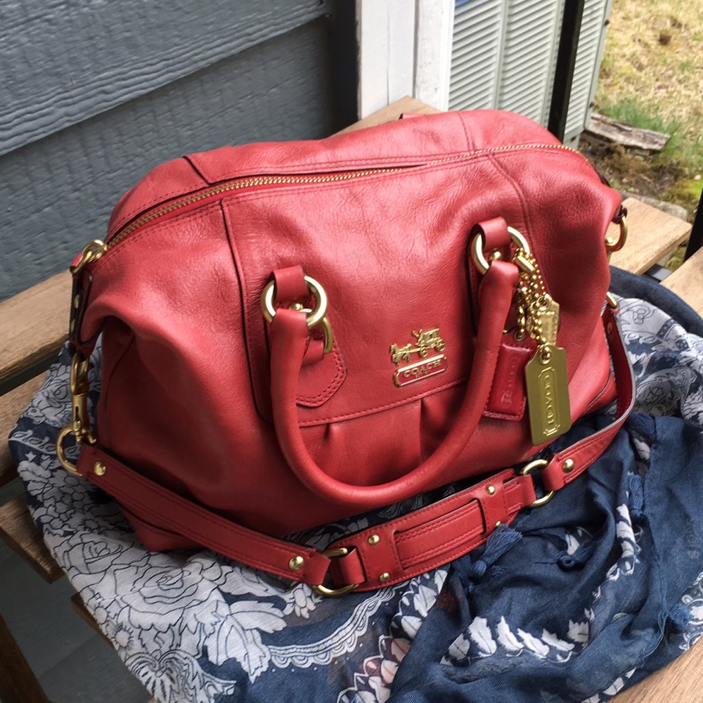 Authentic Coach Madison Sabrina Satchel in Cherry