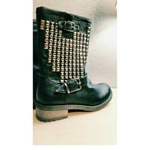 Distressed studded boots