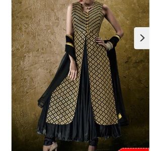 Black and gold indian anarkali dress