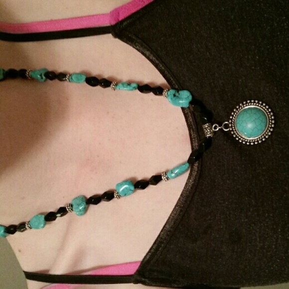 Blue & Black Pendant Necklace