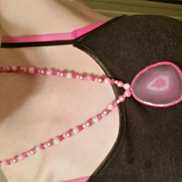 Pink & White Pendant Necklace