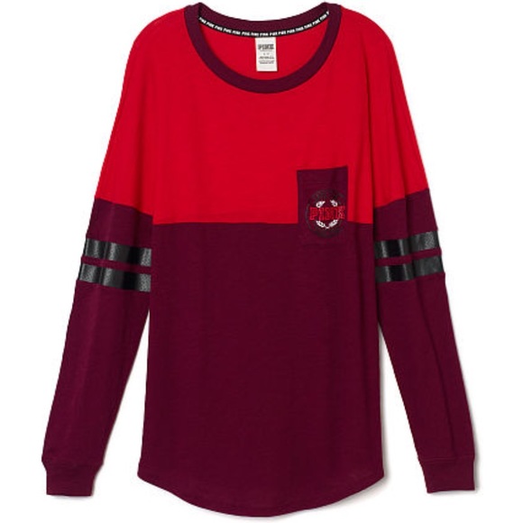 PINK Victoria's Secret Tops - New Victoria's Secret PINK Long Sleeve Varsity Tee
