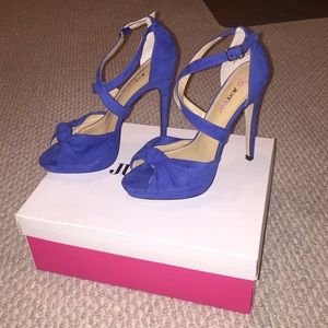 JustFab blue platform heels