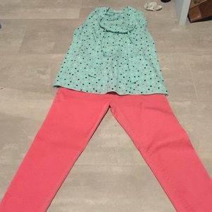 Coral pink skinny jeans