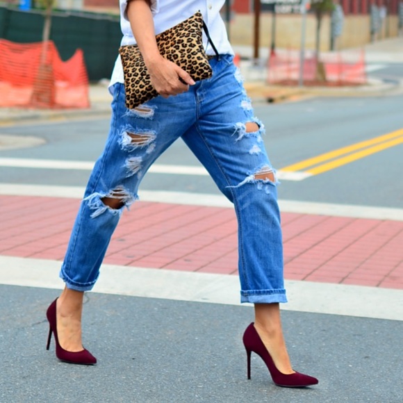 Shoes - SEXY Burgundy Pointed Toe D'Orsay Pumps