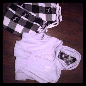 Victoria secret PINK hoodie and pajama bottoms L