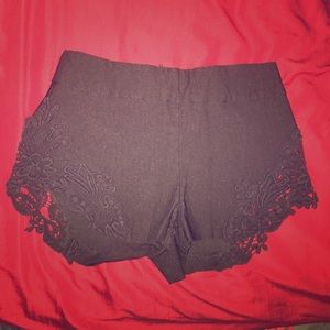 Black lace shorts
