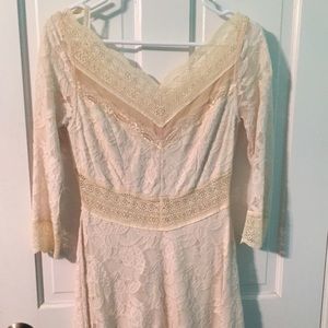 Free People cream lace long sleeve dress