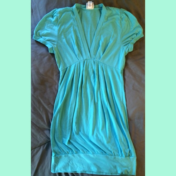 Piper & blue turquoise empire waist v neck tunic