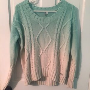 Rip curl medium teal and white ombré sweater NWOT