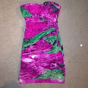 FUNKY PINK STRAPLESS DRESS
