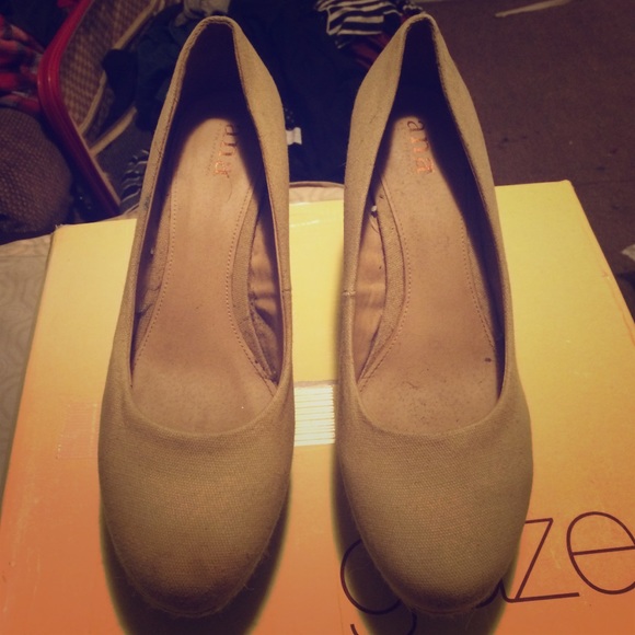 a.n.a Shoes - Tan Wedges