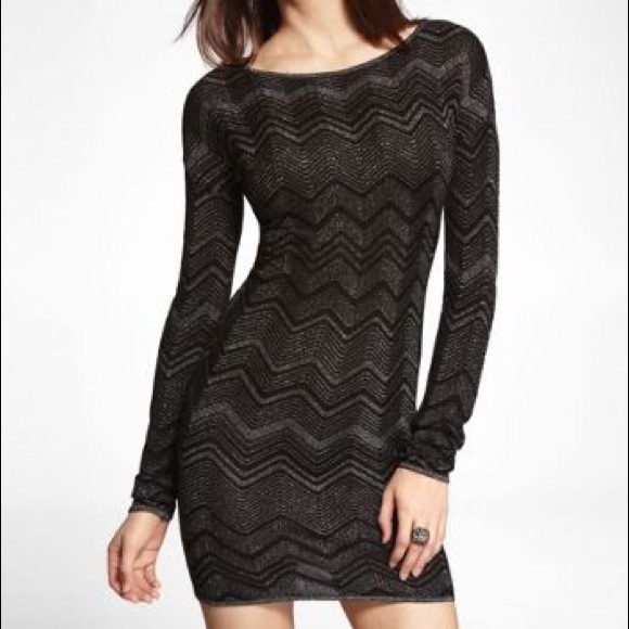 Express sparkly sliver/black sweater dress XS