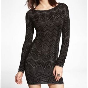 Express sparkly sliver/black sweater dress XS