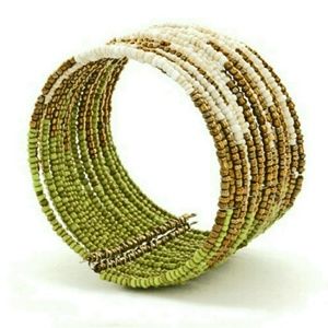 📗GWaC Java Abstract Bead Cuff - Lime