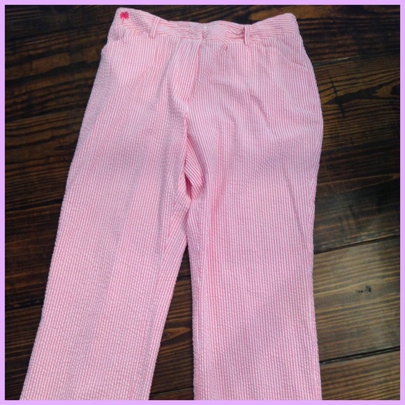 pink and white striped pants