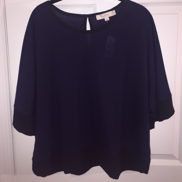 LOFT Tops - LOFT TOP XL NAVY/trimmed in black NWT.