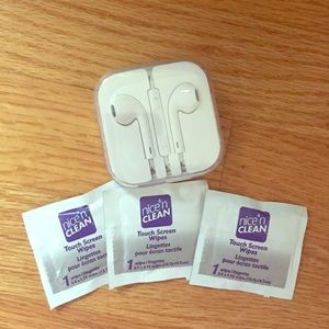 Authentic apple headphones/screen cleaners