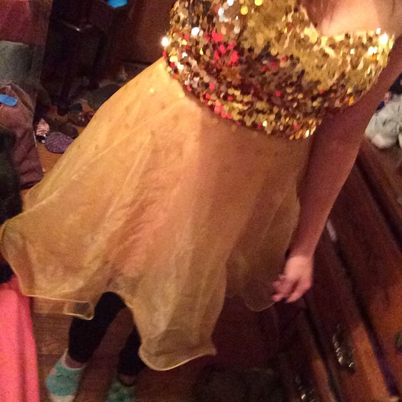 Gold formal or prom dress