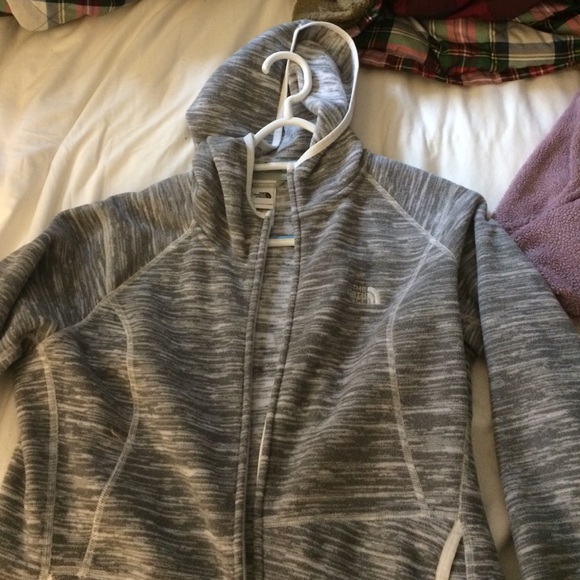 Grey and White North Face Fleece