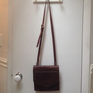 Fossil Brown Leather Adjustable Crossbody Bag