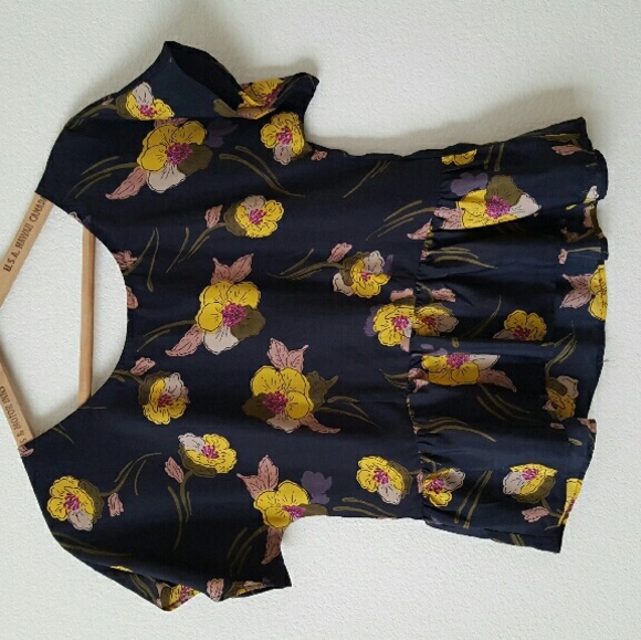 Bar III Tops - Floral, Flowy Peplum with Button-down Back