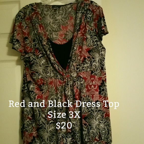 Red and black dress top
