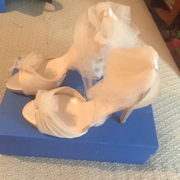 Ivory satin pumps