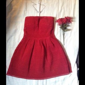 Forever 21 Rose Red Pleated Dress