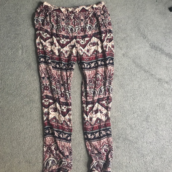 Burgundy printed forever 21 pants