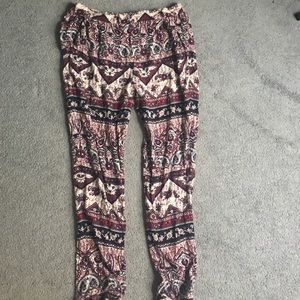 Burgundy printed forever 21 pants